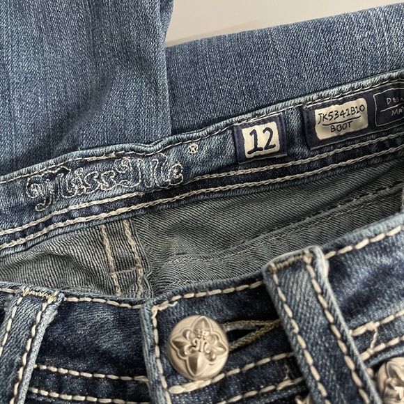 Miss Me Girls Medium Dark Wash Mid Rise Embellished Bootcut Jeans Size 12 - Picture 7 of 9